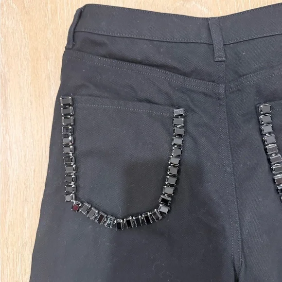 NWOT Sandro black rhinestone oversized jeans - Picture 7 of 7